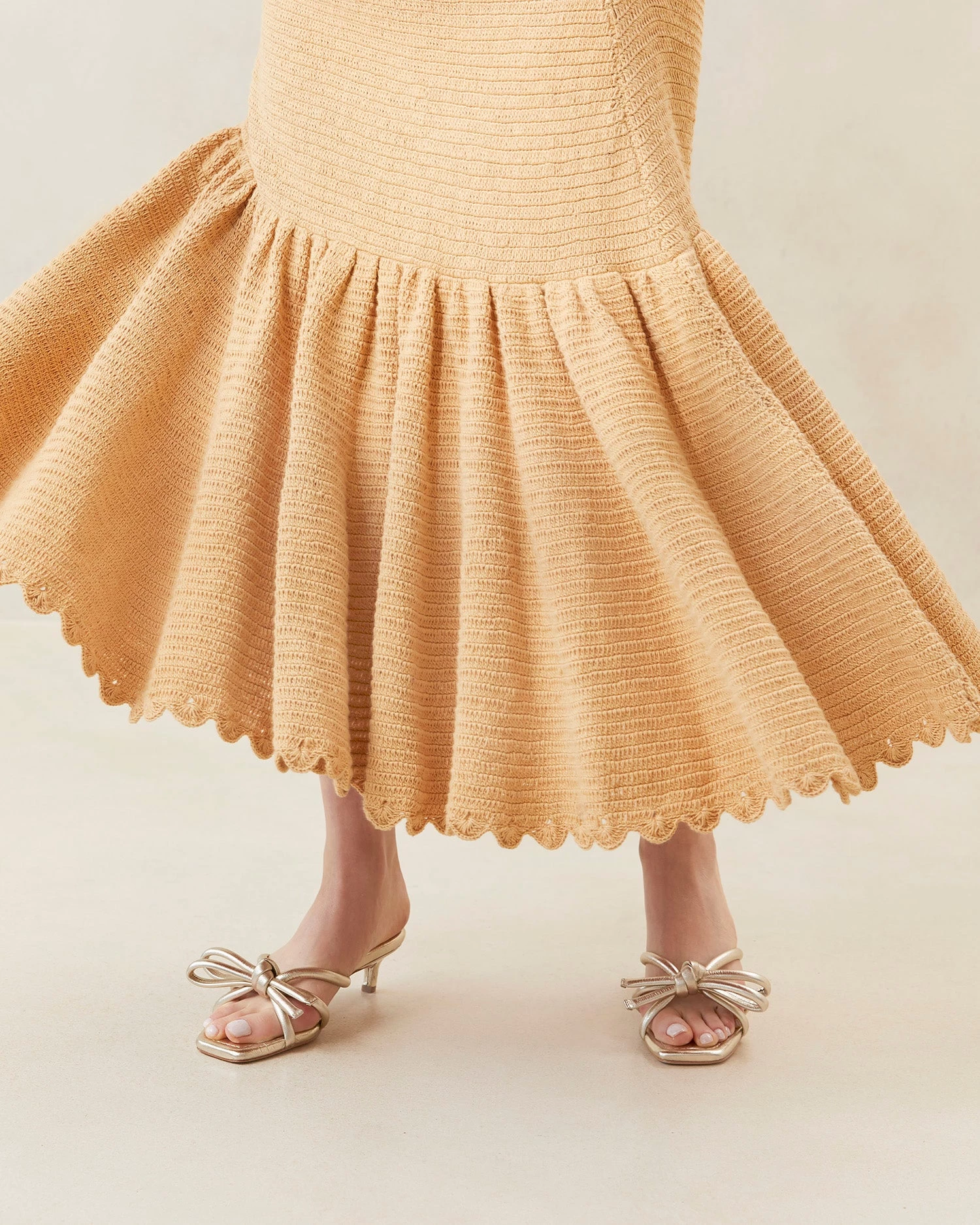 Loeffler Randall Darlene Parchment Crocheted Ruffle-Hem Dress 2 Loeffler Randall Darlene Parchment Crocheted Ruffle-Hem Dress - Image 2