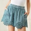Loeffler Randall Dorian Green Gingham Scalloped Shorts