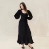 Loeffler Randall Eileen Black Puckered Curve Dress