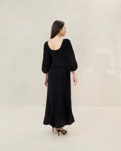 Loeffler Randall Eileen Black Puckered Curve Dress -Outlet Velin Studio Store EILEEN PF BLACK 088copy
