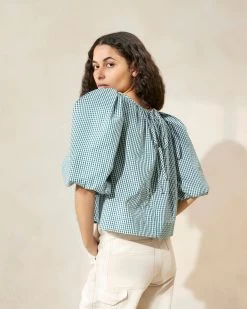 Loeffler Randall Eliza Green Gingham Tent Blouse -Outlet Velin Studio Store ELIZA CTN MGRGI 095copy f1636714 01db 403c 861f 5dcb40242cd9