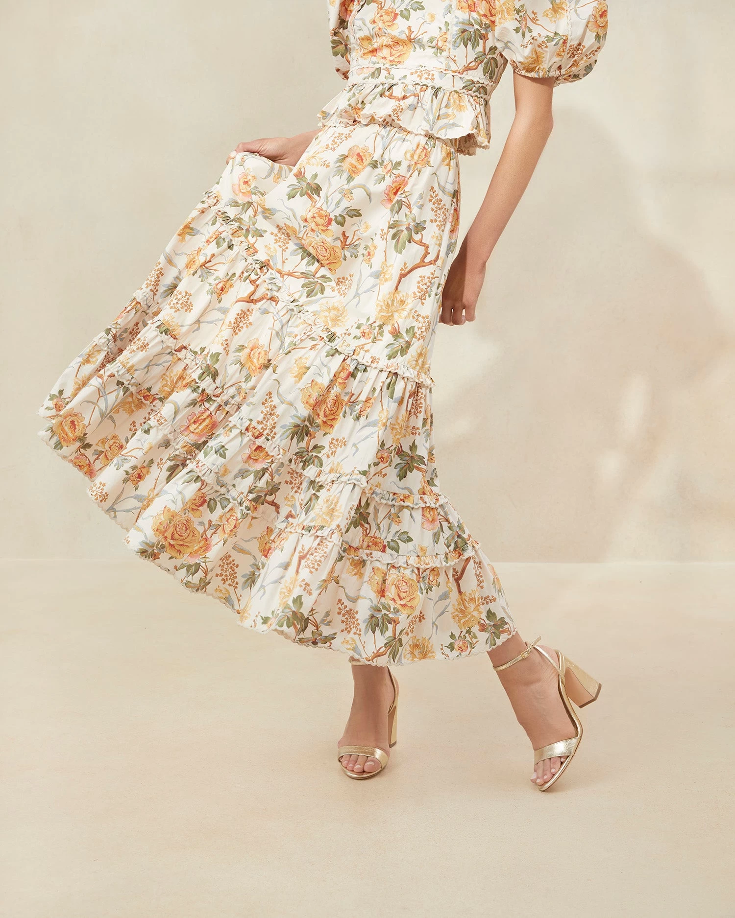 Loeffler Randall Ellie Floral Scalloped Midi Skirt 1 Loeffler Randall Ellie Floral Scalloped Midi Skirt