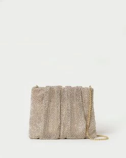 Loeffler Randall Ember Gold Diamanté Gathered Clutch