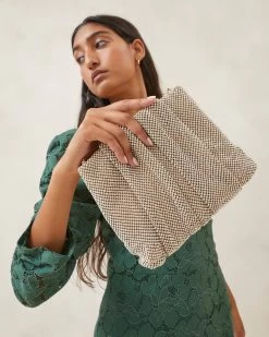 Loeffler Randall Ember Gold Diamanté Gathered Clutch -Outlet Velin Studio Store EMBER DIAM GOLD 5