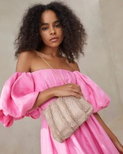 Loeffler Randall Ember Peach Diamanté Gathered Clutch -Outlet Velin Studio Store EMBER DIAM LTPEA 5