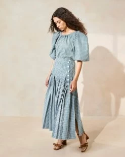 Loeffler Randall Emlyn Green Gingham Pleated Skirt 5 Loeffler Randall Emlyn Green Gingham Pleated Skirt -Outlet Velin Studio Store EMLYN CTN MGRGI 018copy2