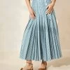 Loeffler Randall Emlyn Green Gingham Pleated Skirt