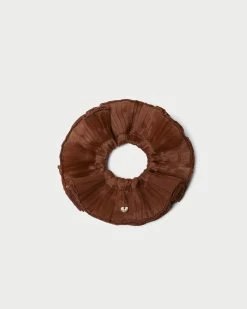 Loeffler Randall Emmy Brown Pleated Layer Scrunchie