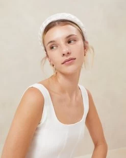 Loeffler Randall Everly Cream Puffy Woven Headband -Outlet Velin Studio Store EVERLY SATN CREAM 3