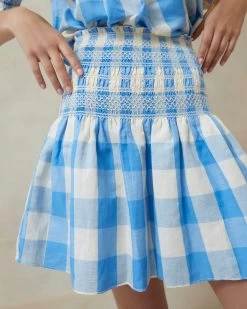 Outlet Velin Studio Store 17 Loeffler Randall Gilles Blue Gingham Smocked Skirt