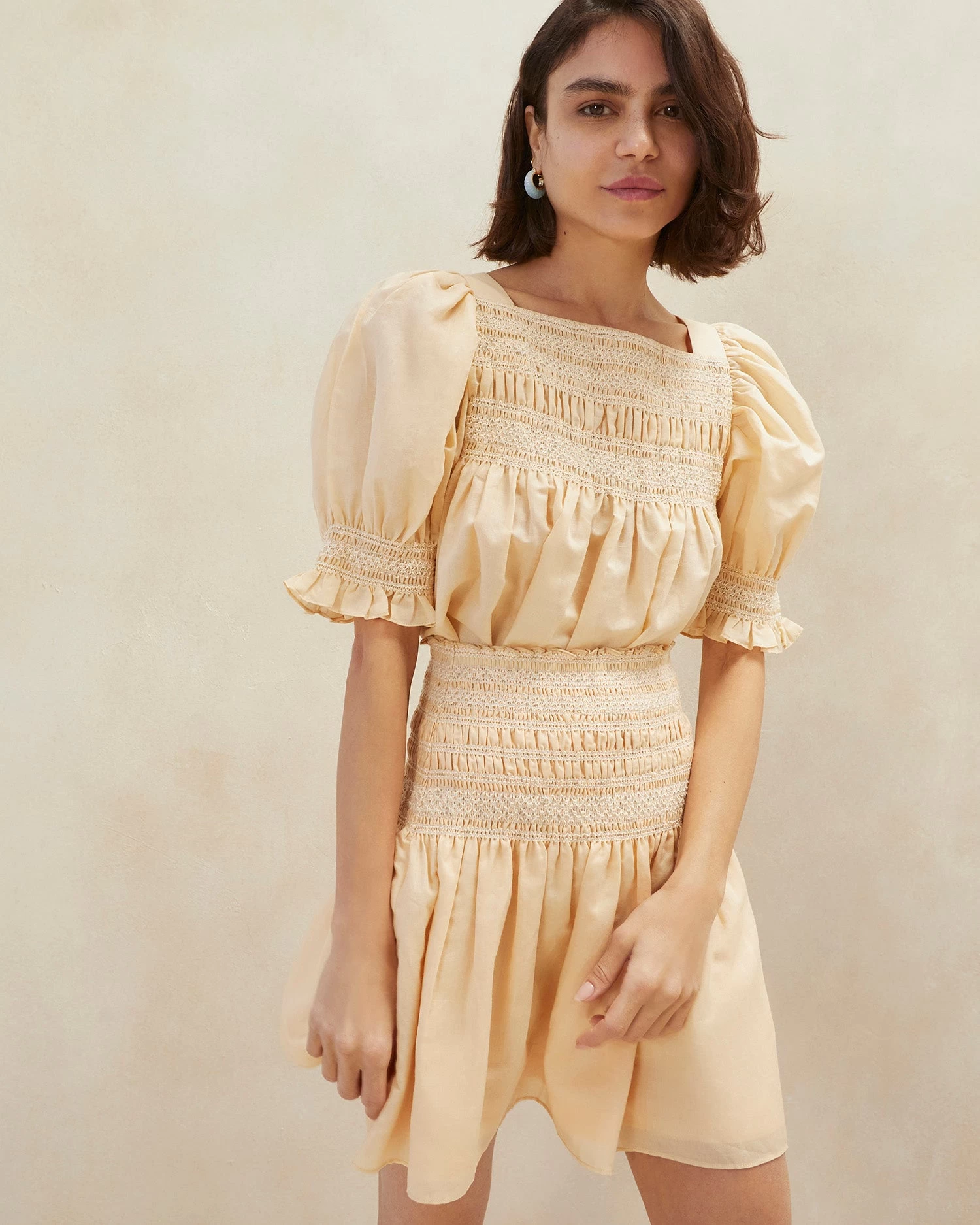 Loeffler Randall Gilles Sand Ecru Smocked Skirt 2 Loeffler Randall Gilles Sand Ecru Smocked Skirt - Image 2