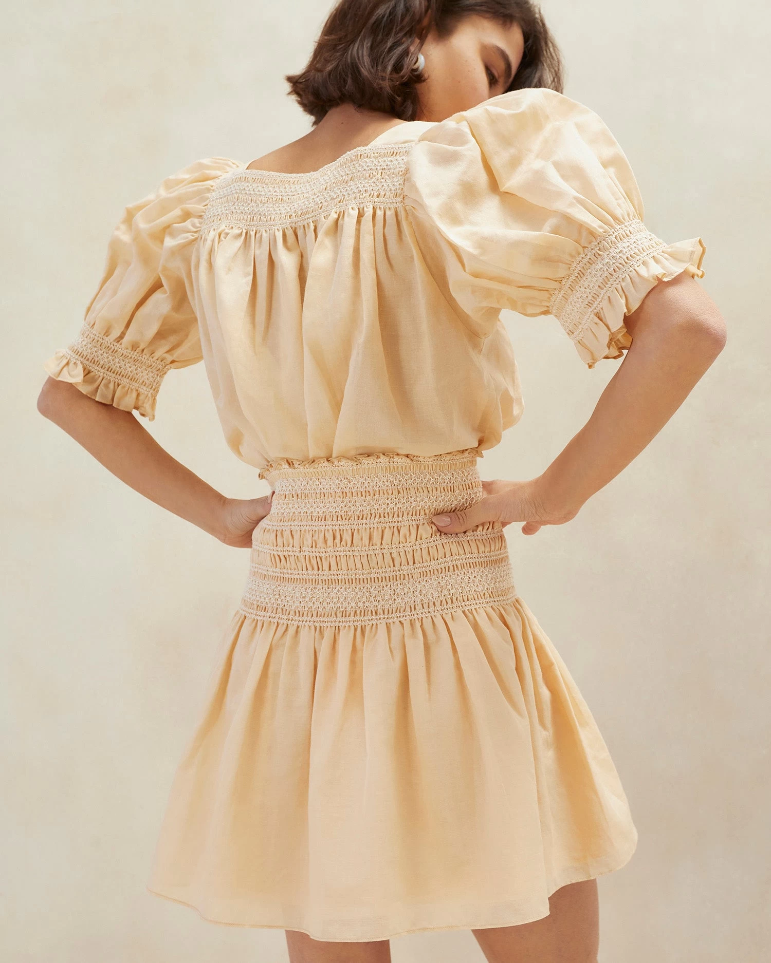 Loeffler Randall Gilles Sand Ecru Smocked Skirt 3 Loeffler Randall Gilles Sand Ecru Smocked Skirt - Image 3