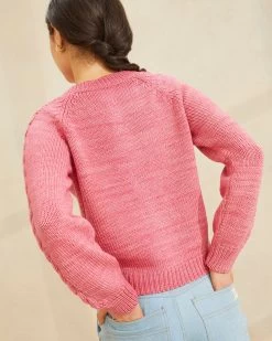 Loeffler Randall Lindy Pink Cable Sleeve Cardigan 4 Loeffler Randall Lindy Pink Cable Sleeve Cardigan -Outlet Velin Studio Store GOODCARDI PINK 054