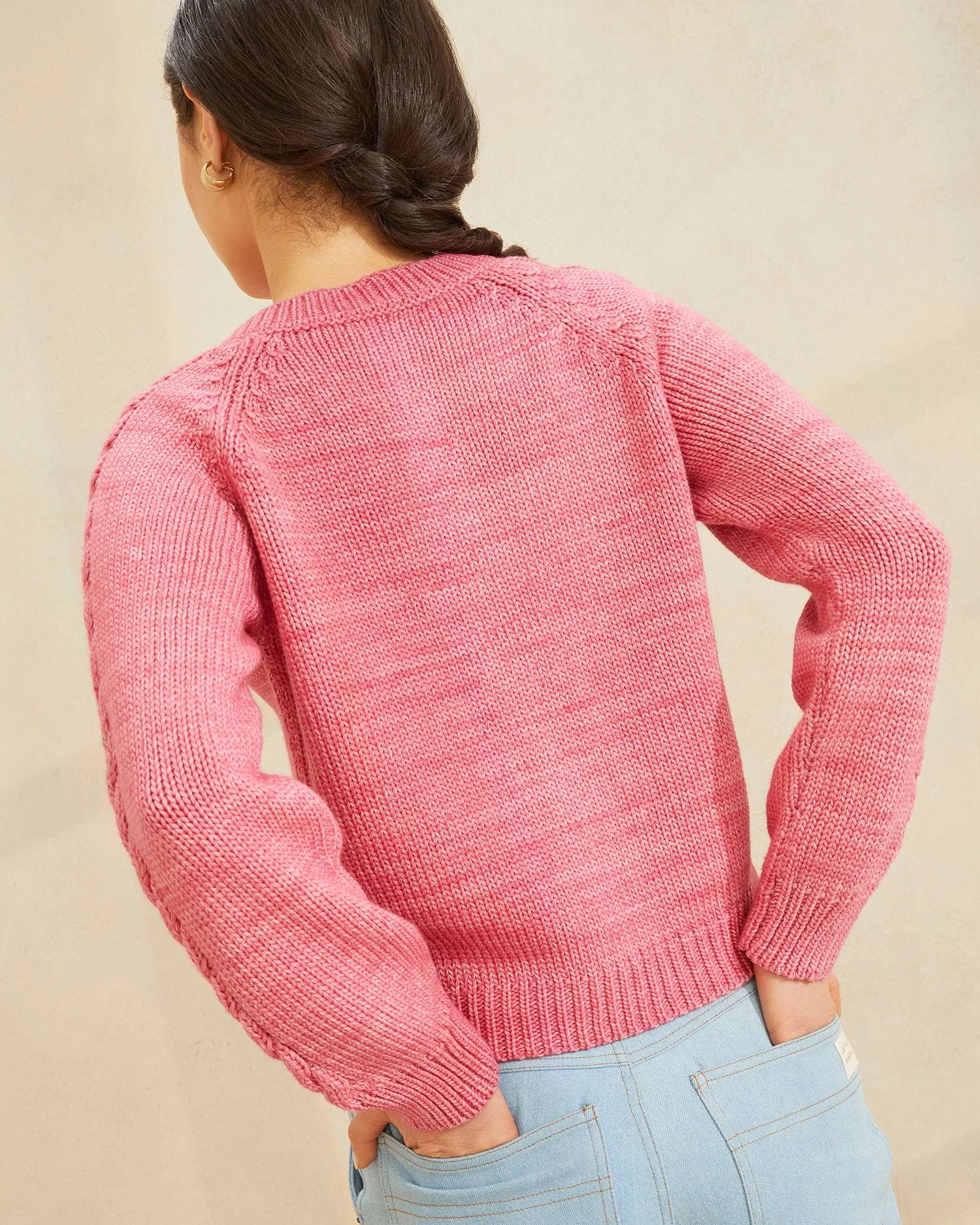 Loeffler Randall Lindy Pink Cable Sleeve Cardigan 2 Loeffler Randall Lindy Pink Cable Sleeve Cardigan - Image 2