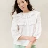 Loeffler Randall Hazel Milk Broderie Collar Blouse