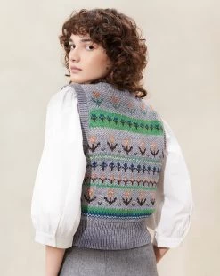 Loeffler Randall Heather Grey Floral Intarsia Vest 5 Loeffler Randall Heather Grey Floral Intarsia Vest -Outlet Velin Studio Store HEATHER WOI GRFSI 054copy
