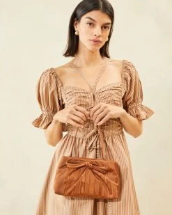 Loeffler Randall Iona Nutmeg Puffed Bow Clutch -Outlet Velin Studio Store IONA MO NUTMG 013copy
