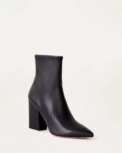 Loeffler Randall Isla Black Leather Slim Ankle Bootie
