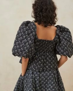 Loeffler Randall Jessalyn Black Floral Quilted Top -Outlet Velin Studio Store JESSALYN QCTN BLACKDITSYFLORAL 3