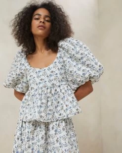 Loeffler Randall Jessalyn Cream Floral Quilted Top