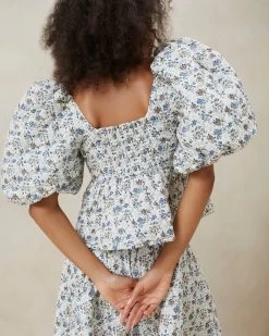 Loeffler Randall Jessalyn Cream Floral Quilted Top -Outlet Velin Studio Store JESSALYN QCTN CREAM REDFLORAL 3