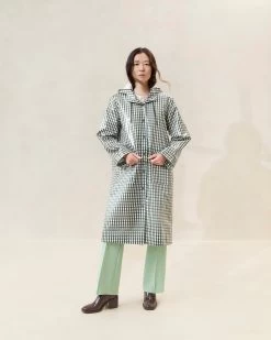 Loeffler Randall Kat Evergreen Gingham Rain Coat