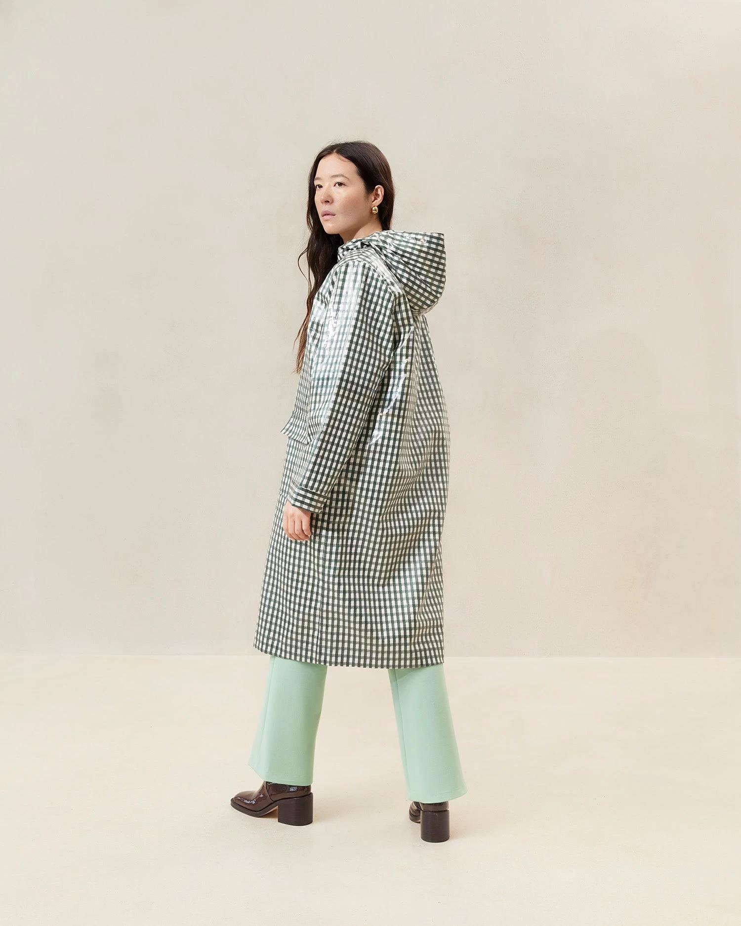 Loeffler Randall Kat Evergreen Gingham Rain Coat 3 Loeffler Randall Kat Evergreen Gingham Rain Coat - Image 3