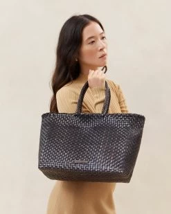 Loeffler Randall Klara Chocolate/Black Woven Tote -Outlet Velin Studio Store KLARA WL CHOBL 046copy