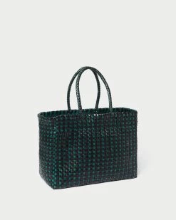 Loeffler Randall Klara Forest/Black Woven Tote 7 Loeffler Randall Klara Forest/Black Woven Tote -Outlet Velin Studio Store KLARA WL FORBL 3