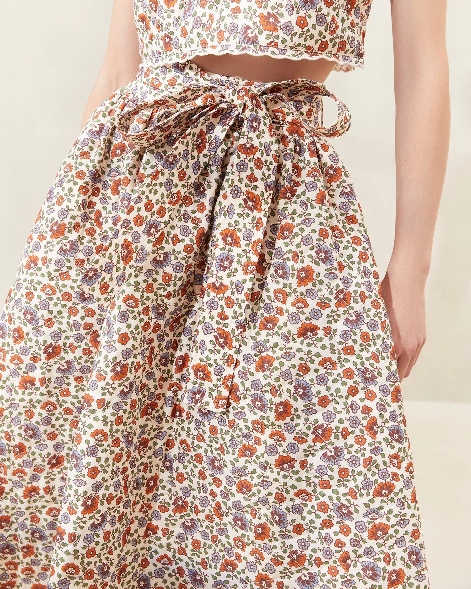 Loeffler Randall Leigh Cream Floral Quilted Skirt 2 Loeffler Randall Leigh Cream Floral Quilted Skirt - Image 2