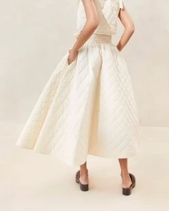 Loeffler Randall Leigh Natural Quilted Skirt -Outlet Velin Studio Store LEIGH QMLN NATRL 039copy