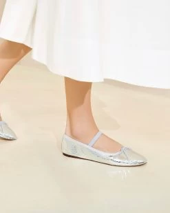 Loeffler Randall Leonie Silver Ballet Flat -Outlet Velin Studio Store LEONIE EMSK SILVR 059copy