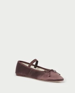 Loeffler Randall Leonie Chocolate Satin Ballet Flat