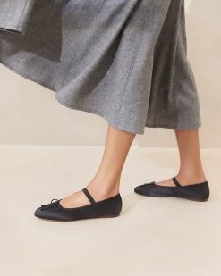 Loeffler Randall Leonie Black Satin Ballet Flat -Outlet Velin Studio Store LEONIE SATN BLACK 051copy