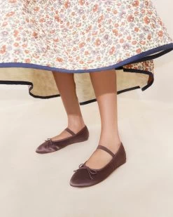 Loeffler Randall Leonie Chocolate Satin Ballet Flat 9 Loeffler Randall Leonie Chocolate Satin Ballet Flat -Outlet Velin Studio Store LEONIE SATN CHOCO 029copy