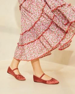 Loeffler Randall Leonie Terracotta Ballet Flat -Outlet Velin Studio Store LEONIE SATN TERRA 012copy