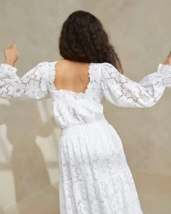 Loeffler Randall Lilibet Cream Square Neck Top -Outlet Velin Studio Store LILLIBET LACE IVORY 3