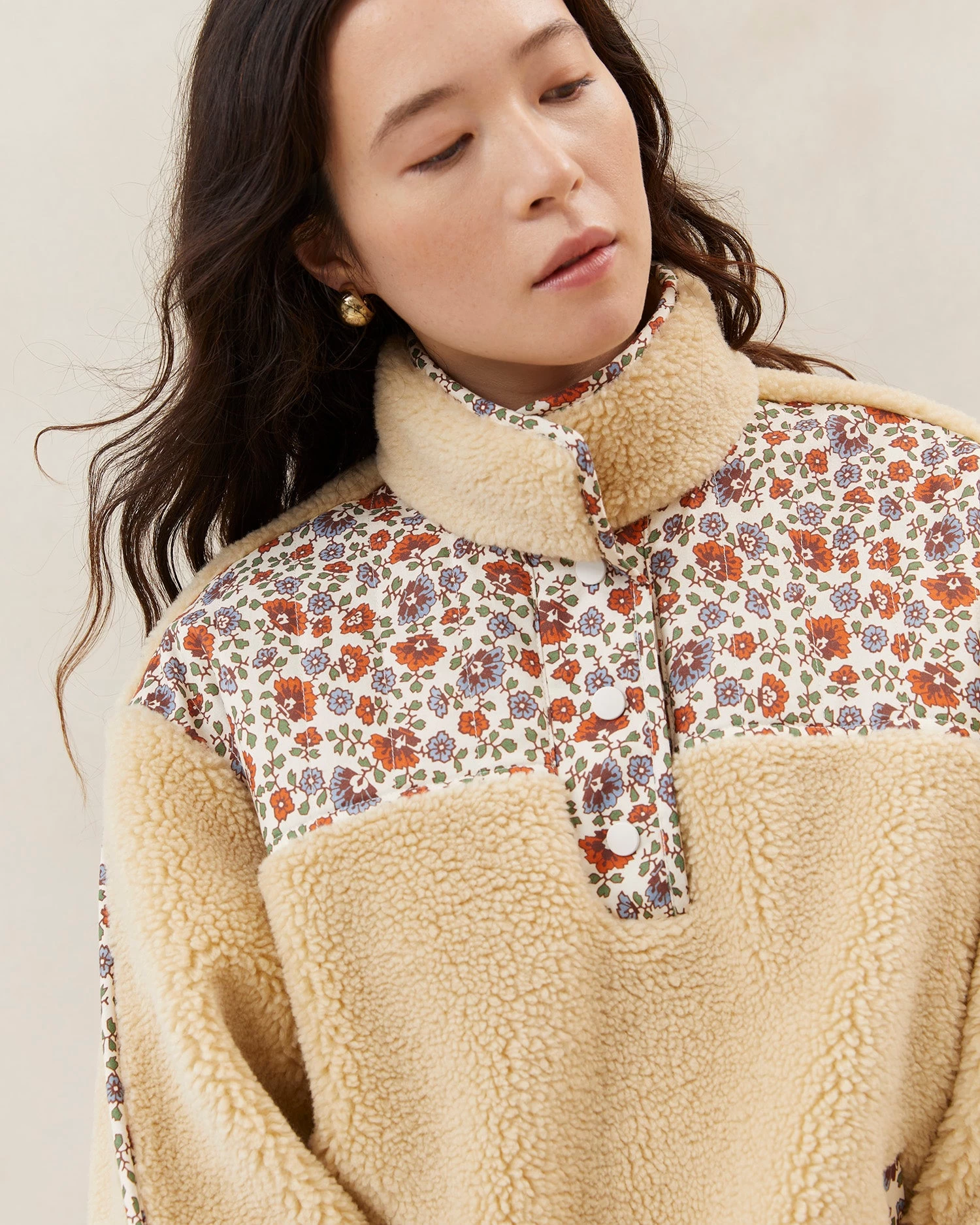 Loeffler Randall Liz Cream Floral Fleece Pullover 2 Loeffler Randall Liz Cream Floral Fleece Pullover - Image 2