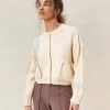 Loeffler Randall Lo Cream Collared Cardigan