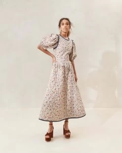 Loeffler Randall Lottie Cream Floral Quilted Dress