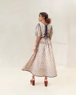 Loeffler Randall Lottie Cream Floral Quilted Dress -Outlet Velin Studio Store LOTTIE QCTN CRFFL 060copy