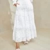 Loeffler Randall Luna Cream Lace Tiered Skirt