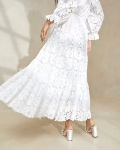 Loeffler Randall Luna Cream Lace Tiered Skirt -Outlet Velin Studio Store LUNA LACE IVORY 3