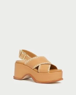 Loeffler Randall Mae Honey/Natural Platform Sandal