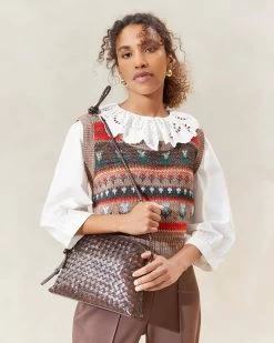 Loeffler Randall Mallory Chocolate Woven Crossbody -Outlet Velin Studio Store MALLORY SWL CHOCO 027copy