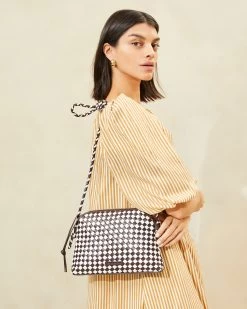 Loeffler Randall Mallory Chocolate/White Woven Crossbody -Outlet Velin Studio Store MALLORY SWL CHWHI 026copy