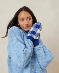 Loeffler Randall Marcel Blue/Cream Knit Mittens -Outlet Velin Studio Store MARCEL WO BLCRP 3