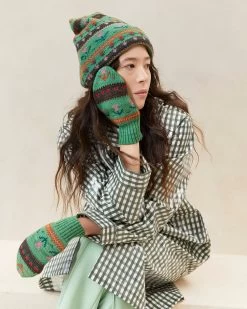 Loeffler Randall Marcel Green Floral Stripe Mittens -Outlet Velin Studio Store MARCEL WOI GNFST 015copy