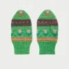Loeffler Randall Marcel Green Floral Stripe Mittens