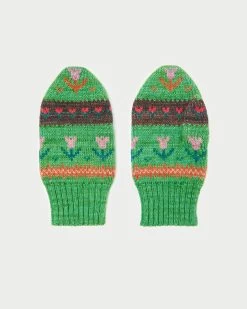 Loeffler Randall Marcel Green Floral Stripe Mittens
